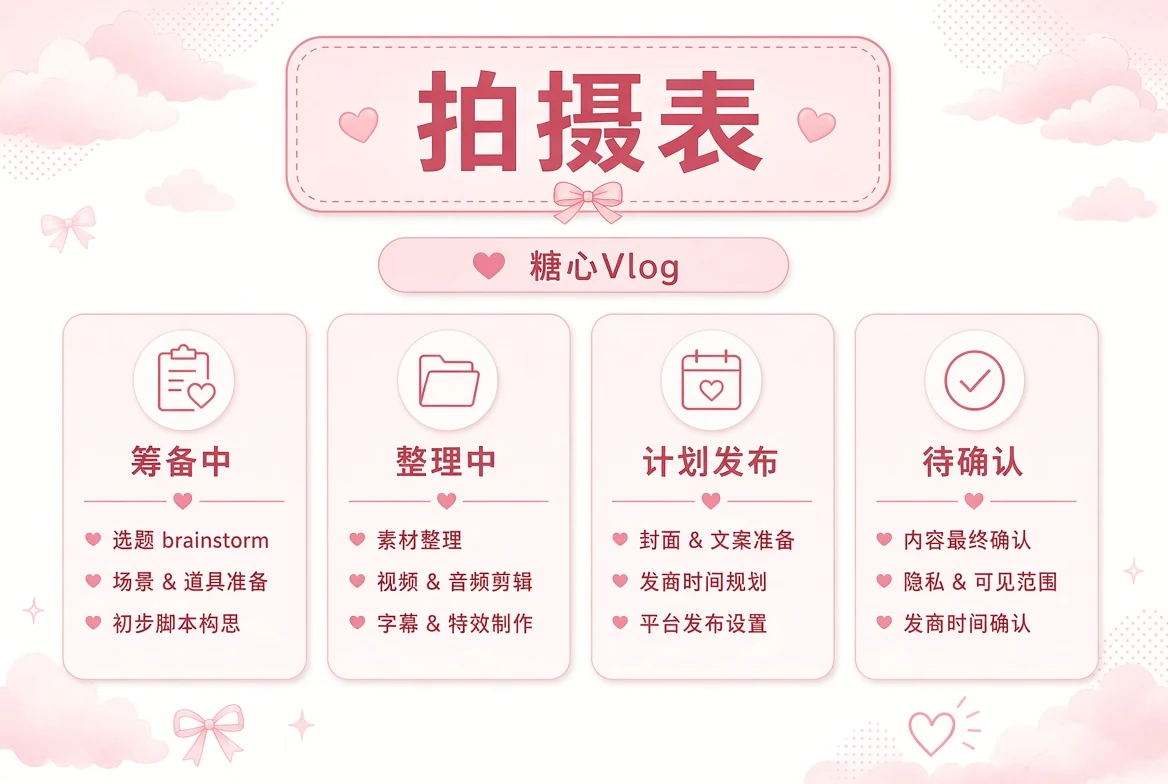 拍摄表内容状态与工作准备视觉